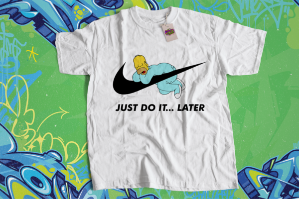 Just Do It Later Homer Simpson & Nike T Shirt